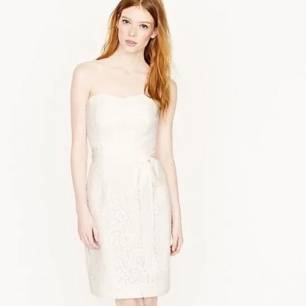 J Crew Collection off white lace strapless dress